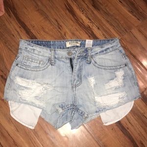 Ripped jean shorts